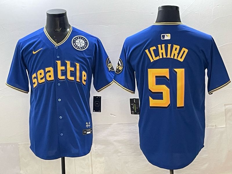 Men Nike 2025 Seattle Mariners #51 Ichiro Blue City Edition MLB Jersey 003->seattle mariners->MLB Jersey